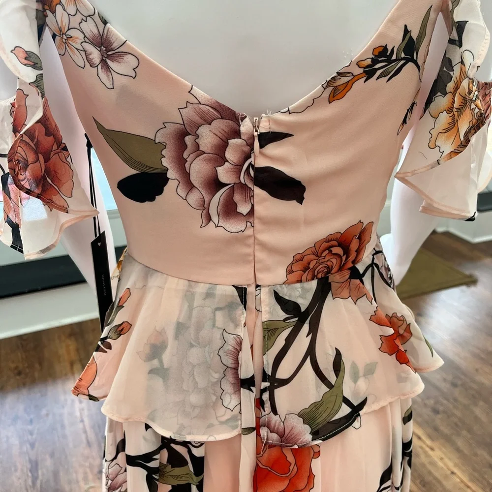 Lulu’s NWT Pink Floral Maxi Dress - Picture 3 of 5
